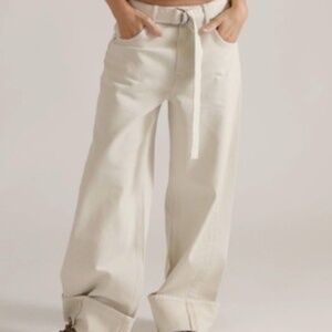 We the Free East Bay cuffed high rise white cream jeans